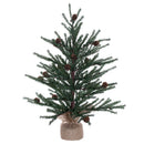 Vickerman Unlit Carmel Pine Artificial Christmas Tree with Pine Cones and Burlap Base, 18"