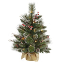 2' x 16" Snow Tip Pine & Berry Tabletop Tree