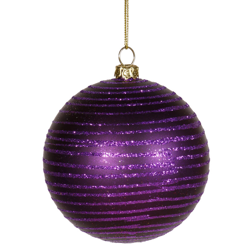 4" Matte-Glitter Ball Ornaments Set of 4 (Various Color Options)