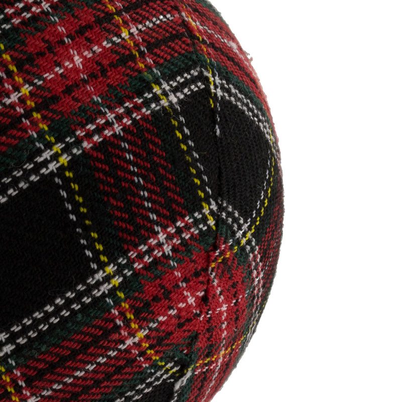 4" Red / Black Fabric Plaid Ball Ornaments Set of 4