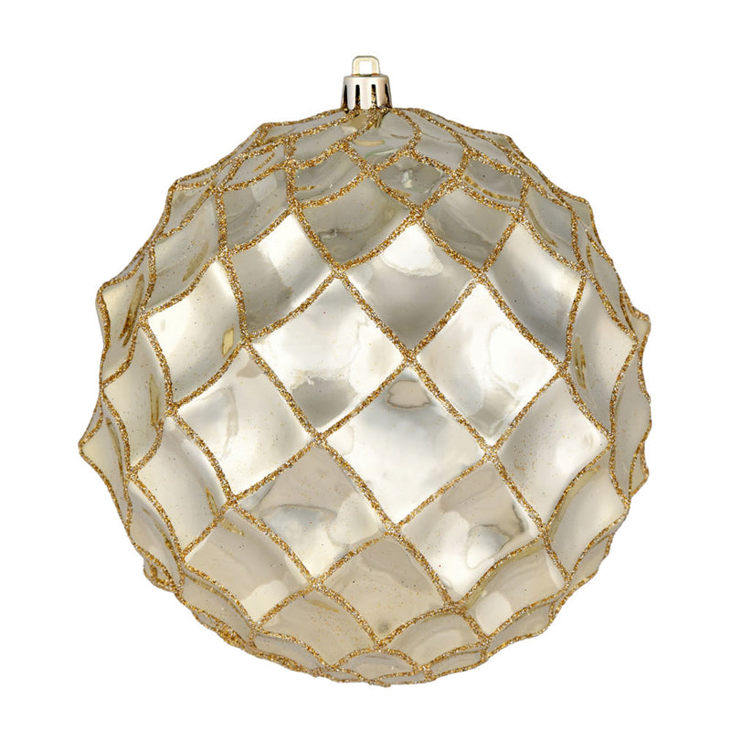 6" Shiny Form Ball Ornaments. Pack of 4 (Various Color Options)