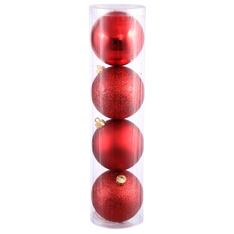 10" Red 4-Finish Ball Assortment Drilled Pack of 4