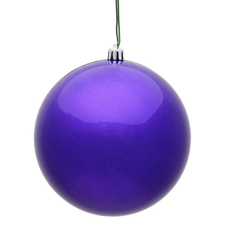 4" Purple Candy Ball Ornament. Pack of 6